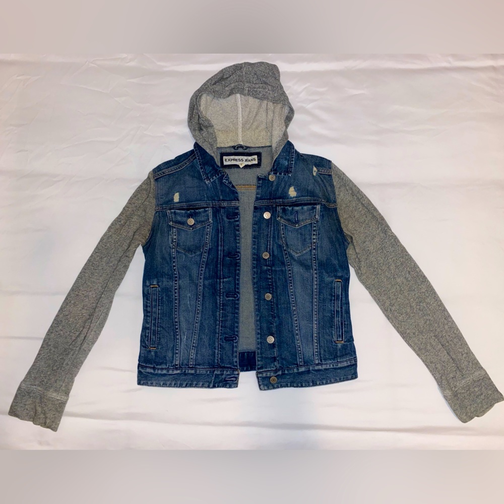 Jean Jacket with Sweater Sleeves - Express